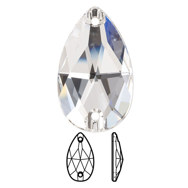 Sew-on 1pk crystal foil back, Crystal Passions® 30x20mm pear 3230 image number 0