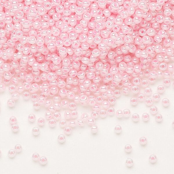 Seed bead, Preciosa Ornela Czech glass, pkg/50g, #11 rocaille, opaque luster pastel pink, (37173). image number 0