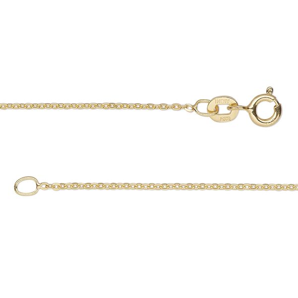 Chain, Gossamer™, 1pkg1 "vermeil," 1.2mm cable, 18 inches with springring clasp. image number 0