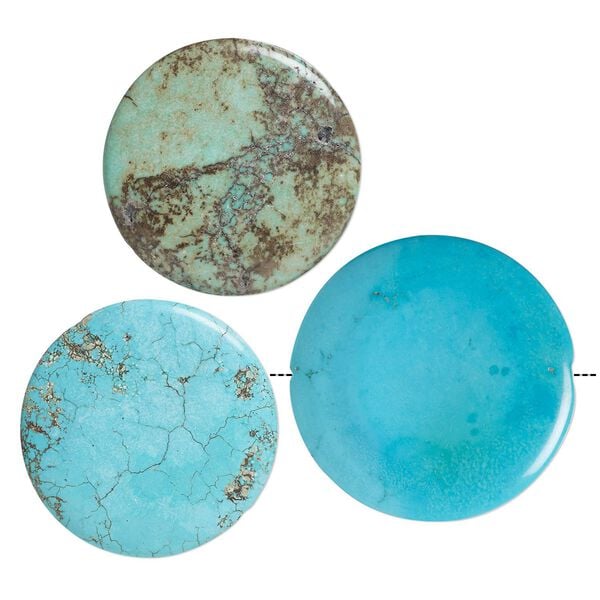 Magnesite 1pkg3, puffed flat round bead mix 44-50mm image number 0