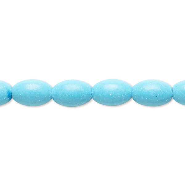 Bead, magnesite (dyed / stabilized), blue, 9x6mm-10x7mm oval, C grade, Mohs hardness 3-1/2 to 4. Sold per 15-inch strand. image number 0