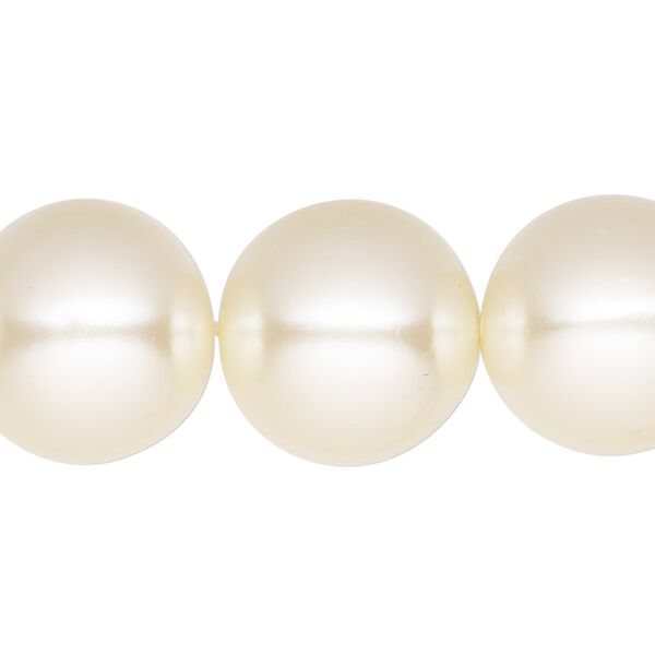 Bead, acrylic pearl, opaque cream, 16-18mm round with 0.7mm hole. Sold per 28-inch strand. image number 0