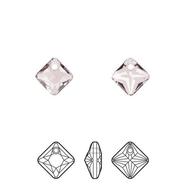 Drop 4pk light amethyst, Crystal Passions® 9mm pendant princess cut 6431 image number 0