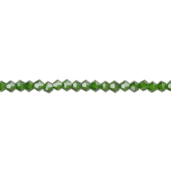 Bead 1pk 16 facets transparent emerald green, Celestial Crystal® 3mm bicone 15.5-16 inch image number 0