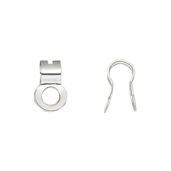 Ball chain connector, silver-finished steel, 13x8mm, fits 4.5mm ball chain. Sold per pkg of 10. image number 0