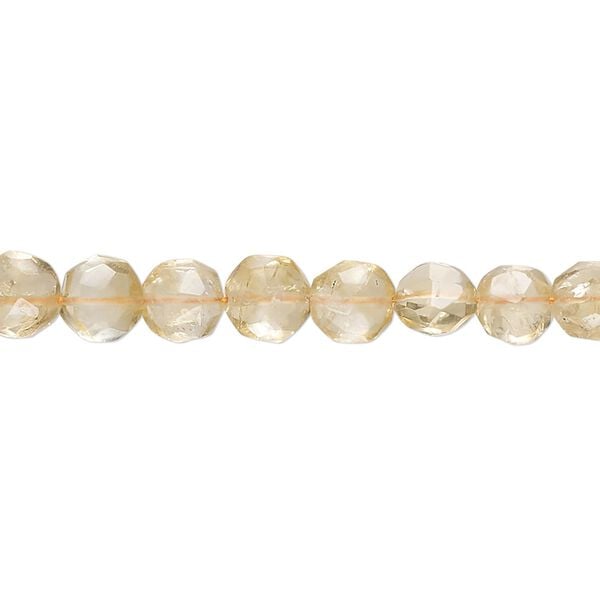 Citrine 1pkg1, hand-cut faceted puffed octagon bead 14 inch 5-6mm image number 0