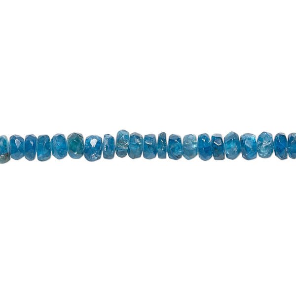 Blue apatite 1pkg1, hand-cut faceted rondelle bead natural 14 inch 3x2mm-4x3mm image number 0