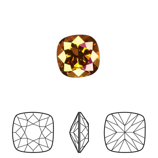Fancy stone 1pk crystal mahogany foil back, Crystal Passions® 12mm cushion 4470 image number 0
