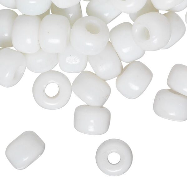 Bead, glass, opaque white, 9x7mm crow. Sold per pkg of 100. image number 0