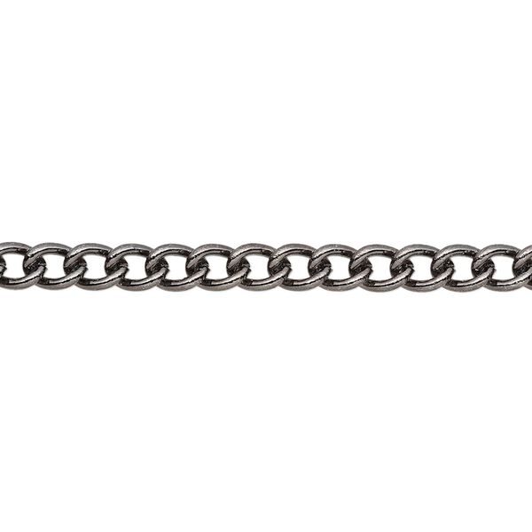 Chain, gunmetal-plated steel, 4mm curb. Sold per 50-foot spool. image number 0