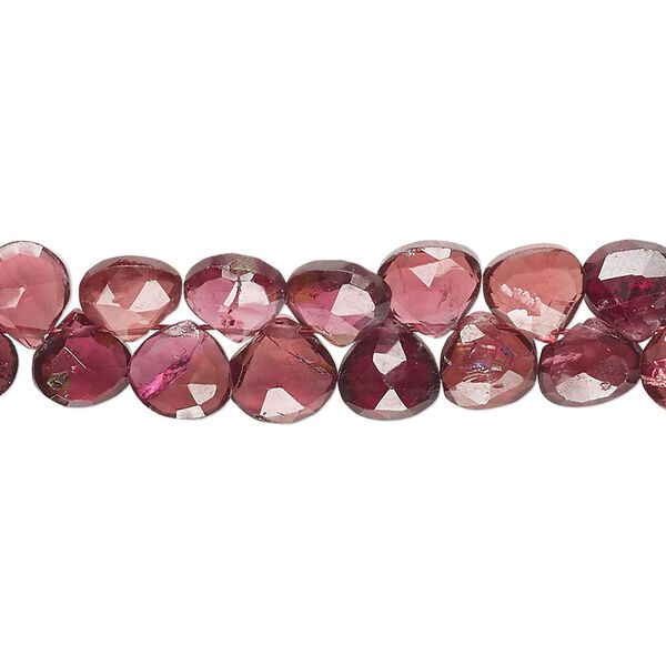 Rhodolite garnet 1pkg1, hand-cut top-drilled faceted puffed teardrop bead natural 8 inch 7-8mm image number 0