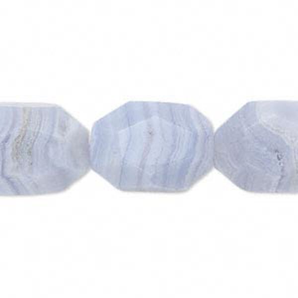 Blue lace agate 1pkg1, faceted nugget bead natural 15.5-16 inch medium image number 0