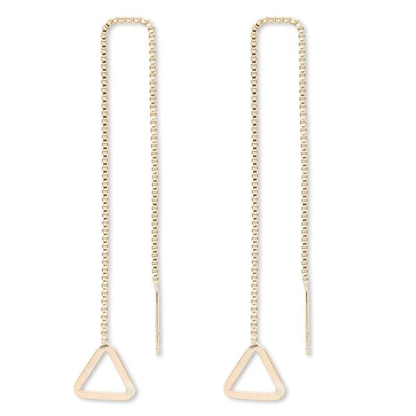 Ear thread, 14Kt gold-filled, 4-1/2 inch chain with 9x9x9mm flat triangle. Sold per pair. image number 0