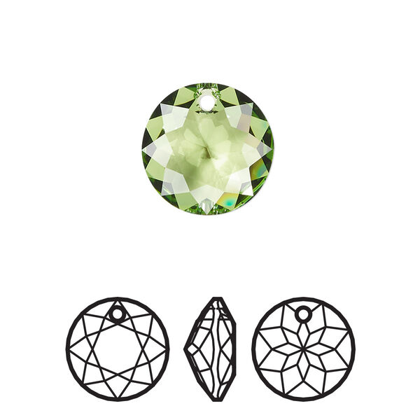 Drop 24pk peridot, Swarovski® 14mm pendant classic cut 6430 image number 0