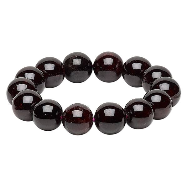 Garnet 1pkg1, round stretch bracelet 7 inch 13-14mm image number 0