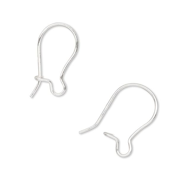 Ear wire, sterling silver-filled, 19mm straight kidney with open loop, 22 gauge. Sold per pkg of 5 pairs. image number 0