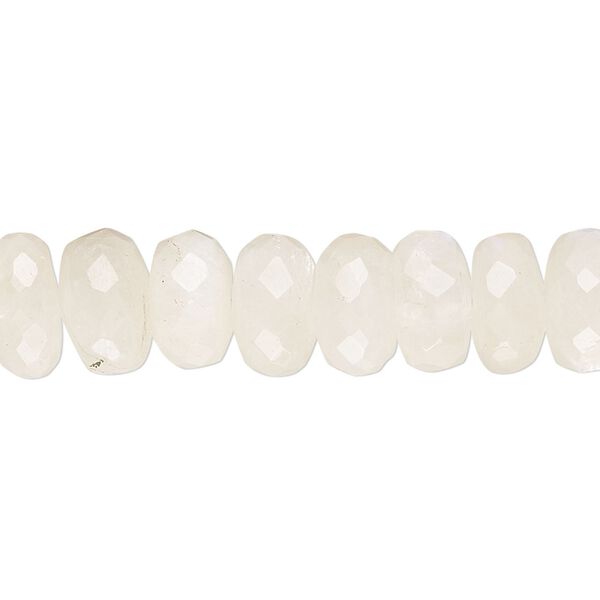 White moonstone / rainbow moonstone 1pkg1, hand-cut faceted rondelle bead natural 14 inch 9x5mm-11x7mm image number 0