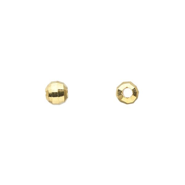 Bead, gold-finished brass, 5mm faceted round. Sold per pkg of 24. image number 0