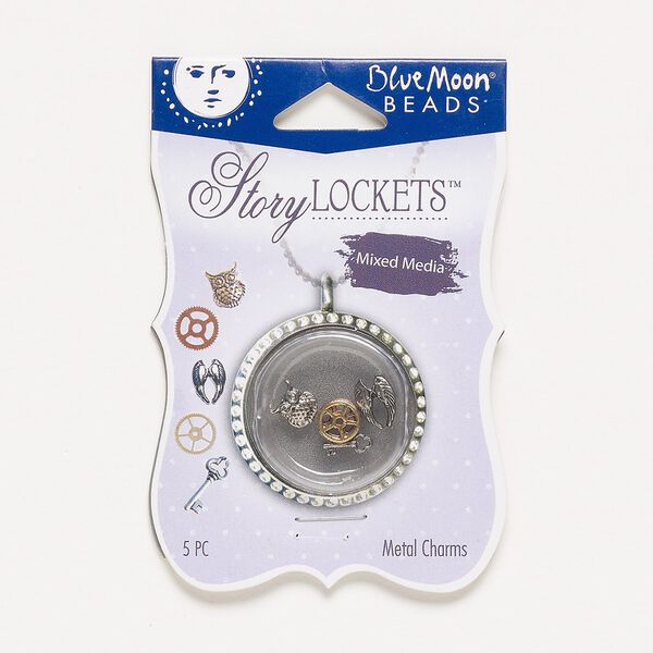 Charm mix, gold- / antique silver- / copper-finished "pewter" (zinc-based alloy), assorted undrilled shapes. Sold per pkg of 5. image number 0
