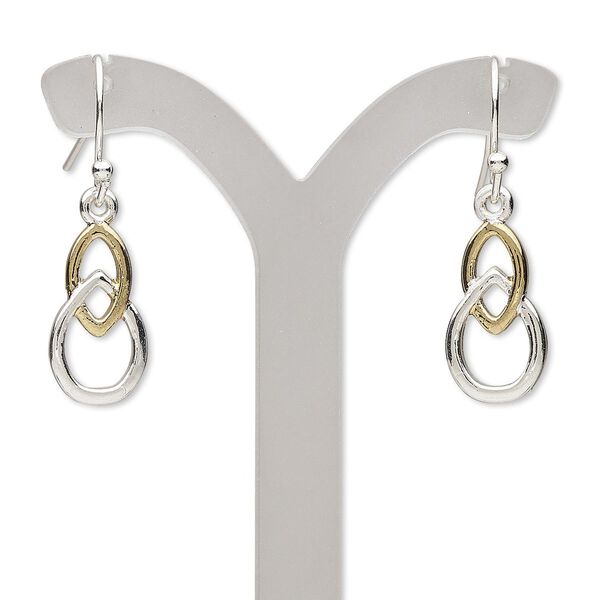 Earring, gold- / silver-finished steel / "pewter" (zinc-based alloy), 28mm with fishhook ear wire. Sold per pair. image number 0