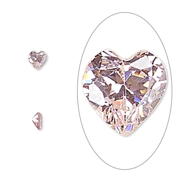 Gem, cubic zirconia, sapphire rose, 4mm faceted heart, Mohs hardness 8-1/2. Sold per pkg of 5. image number 0