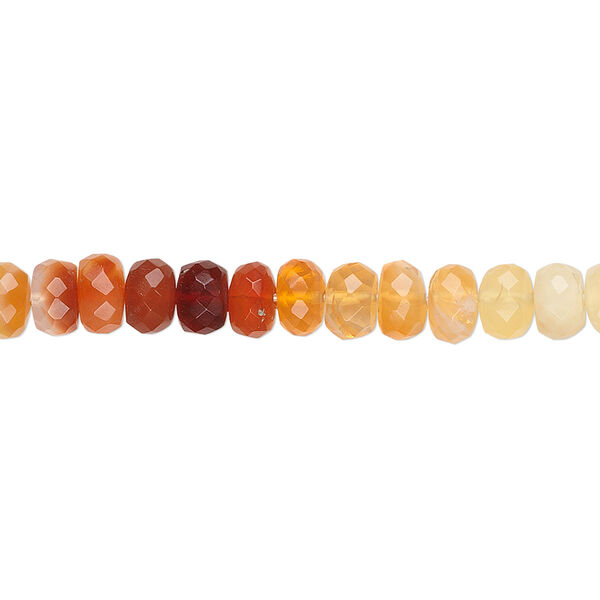 Fire opal 1pkg1, hand-cut faceted rondelle bead natural B grade, 15.5-16 inch 4x2mm-6x4mm image number 0
