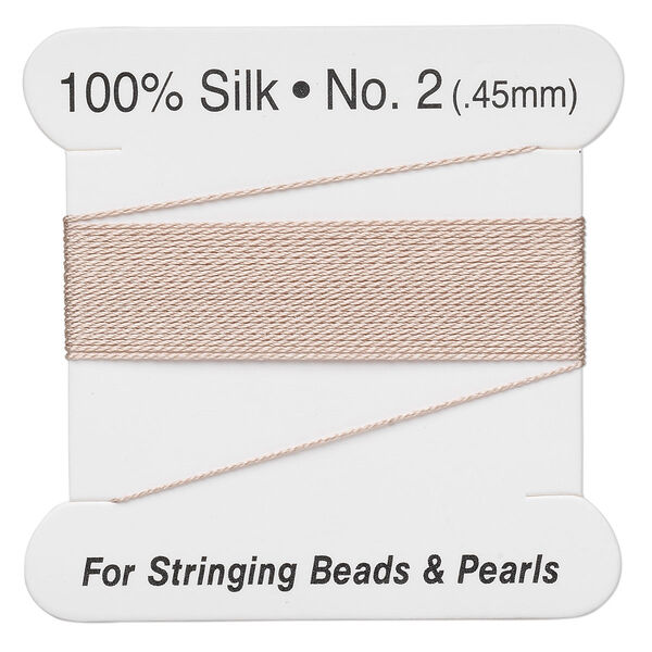 Thread, silk, light pink, size #2. Sold per 2-meter card. image number 0
