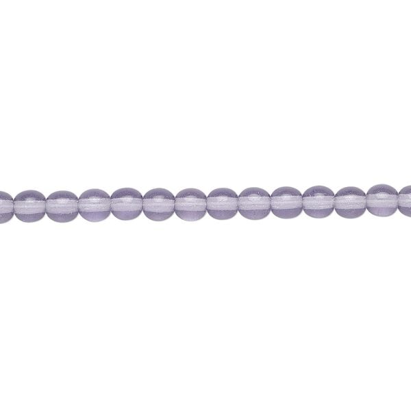Bead, Czech glass druk, transparent lilac, 4mm round. Sold per 15-1/2" to 16" strand. image number 0