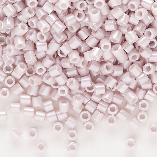 Seed bead, Delica®, glass, pkg/7.5g, #8 round, opaque glazed luster pale rose (DBL-1534-1). image number 0