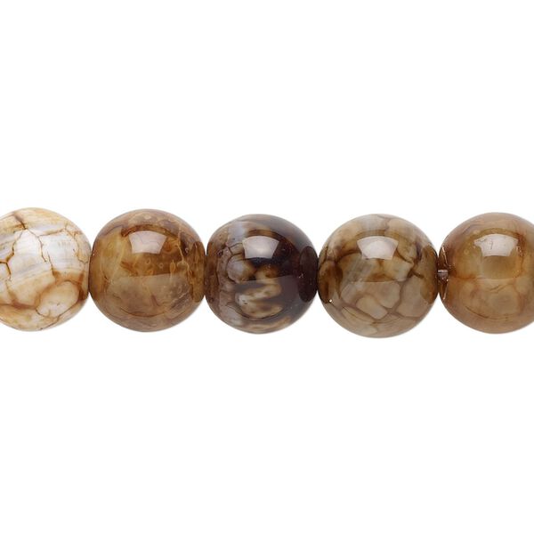 Chocolate crackle agate 1pkg1, round bead 8 inch 10mm image number 0