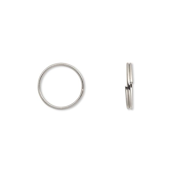 Split ring, imitation nickel-plated steel, 12mm round. Sold per pkg of 100. image number 0