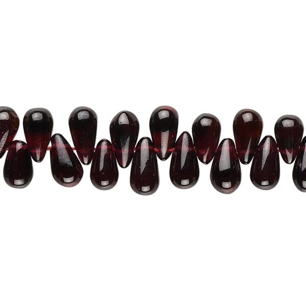 Garnet 1pkg1, hand-cut top-drilled rounded teardrop bead 15.5-16 inch 8x4mm image number 0