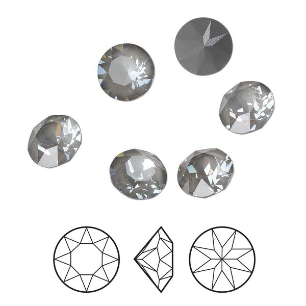 Chaton 6pk crystal dark grey ignite LacquerPRO, Crystal Passions® 8.16-8.41mm round SS39 1088 image number 0
