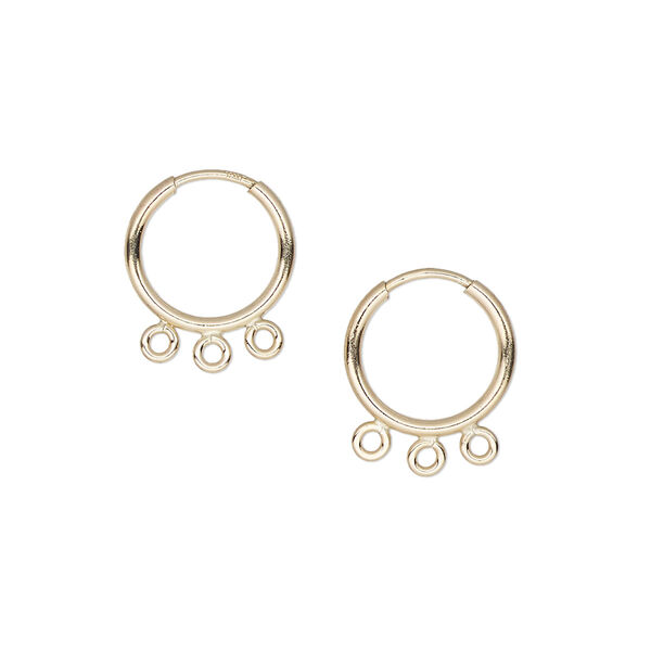 Earring hoop 1pkg2 14Kt gold-filled, 12mm / endless loop / 3 closed bottom loop, 21 gauge 1 pair image number 0