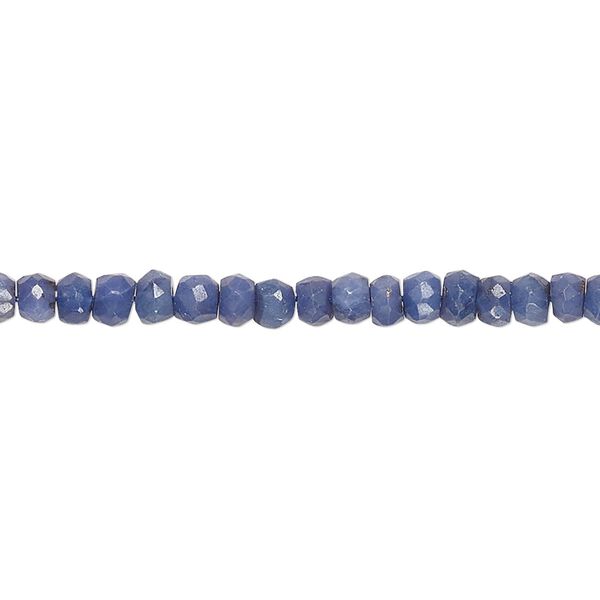 Denim blue sapphire 1pkg1, hand-cut faceted rondelle bead 14 inch 4x2mm-4x3mm image number 0