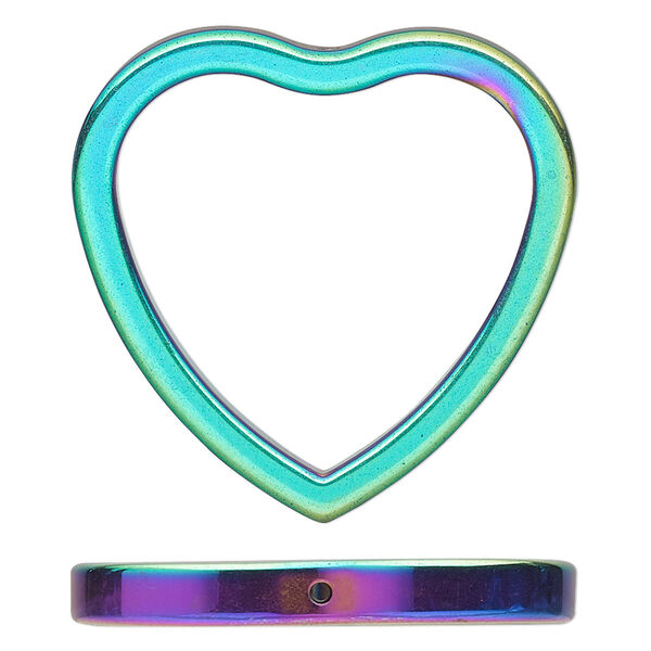 Hemalyke™ 1pkg2, electroplated vertically-drilled double-sided open heart focal 34x34mm image number 0