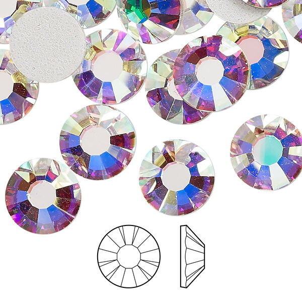 Flat back 96pk crystal AB foil back, Preciosa MAXIMA Czech crystal hotfix rhinestone 10.91-11.3mm chaton rose round SS48 image number 0
