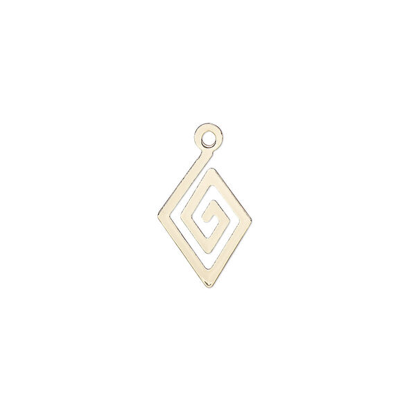 Drop, gold-finished steel, 14x10mm two-sided diamond. Sold per pkg of 20. image number 0