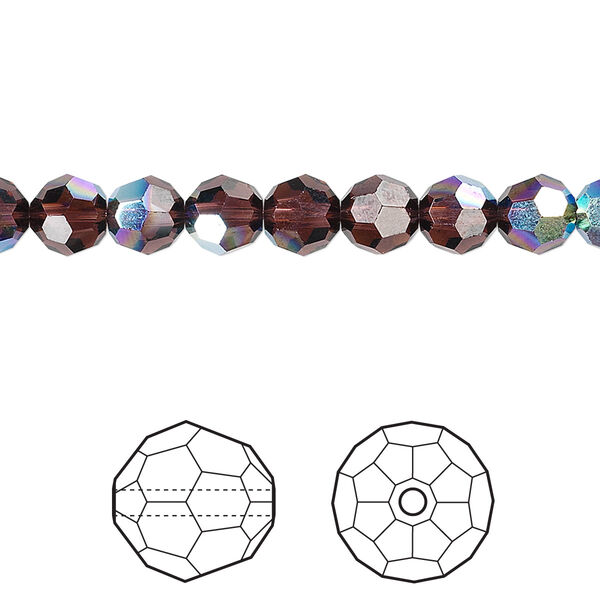 Bead 12pk burgundy AB, Crystal Passions® 6mm faceted round 5000 image number 0