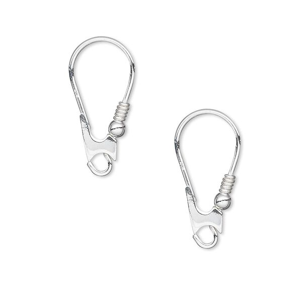 Ear wire 1pkg20 sterling silver, 20x10mm / 2.5mm ball / coil / open loop, 20 gauge 10 pair image number 0