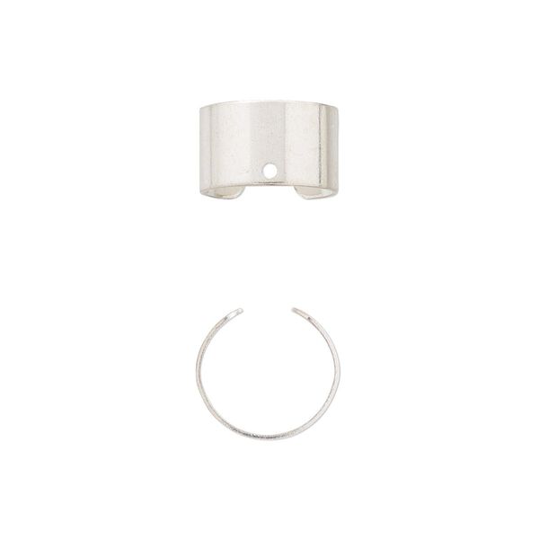 Ear cuff 1pkg6 silver-plated, 6mm / adjustable, brass 3 pair image number 0