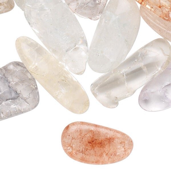 Ice flake quartz 1pkg1, top-drilled / center-drilled / undrilled nugget bead 250g mix medium to extra-large image number 0