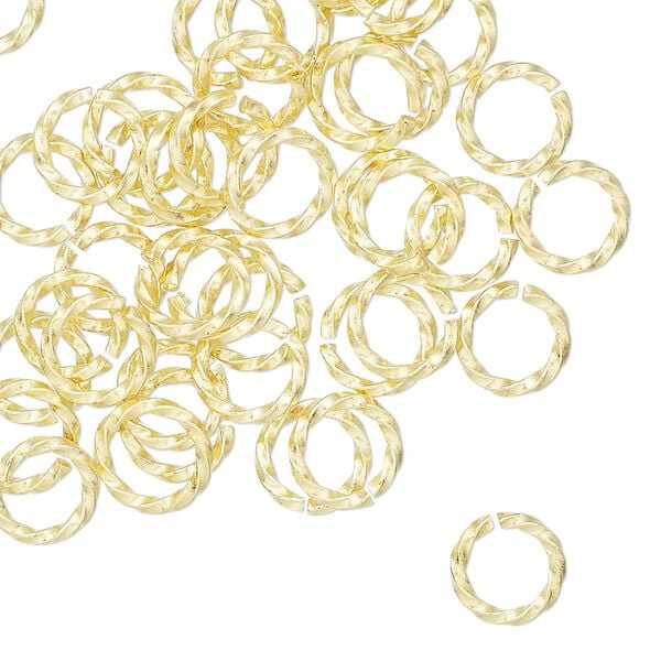 Jump ring, brass, 8mm hand-cut twisted round, 5.4mm inside diameter, 16 gauge. Sold per pkg of 50. image number 0