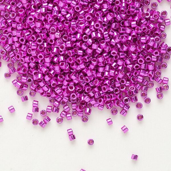 Seed bead, Delica®, glass, pkg/50g, #11 round, opaque galvanized fuchsia (DB-0422). image number 0