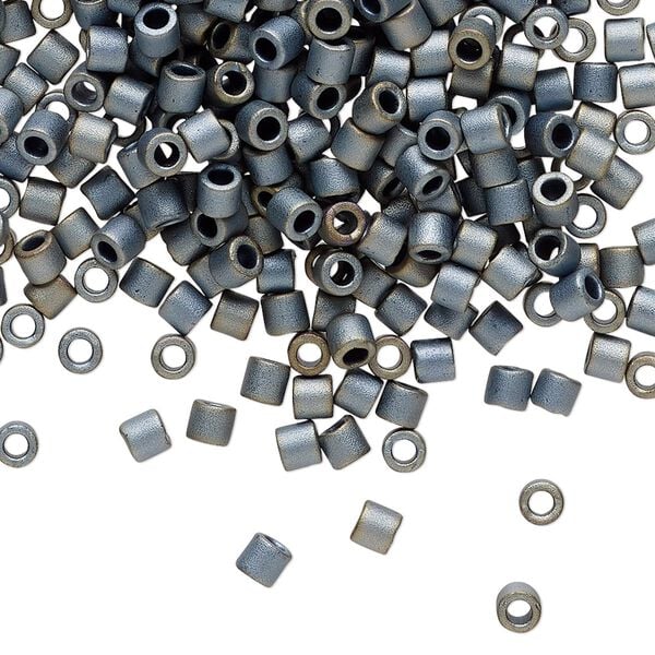 Seed bead, Delica®, glass, pkg/50g, #8 round, opaque matte luster black (DBL-0307). image number 0