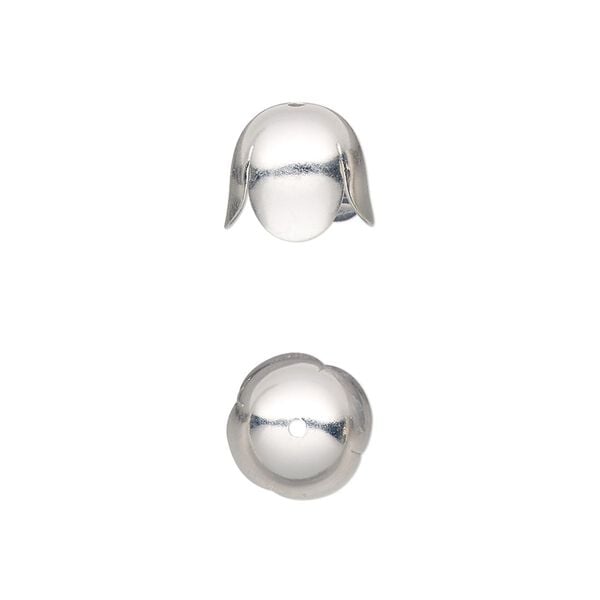 Cord end, silver-plated brass, 10x9mm with 8mm inside diameter. Sold per pkg of 100. image number 0