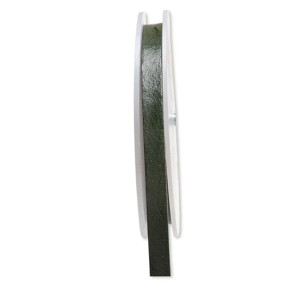Cord, leather, green, 8mm flat. Sold per 25-yard spool. image number 0