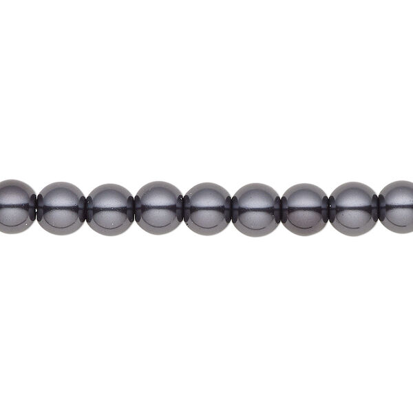 Bead, Hemalyke™ (man-made), pearlescent black, 6mm round. Sold per 15-1/2" to 16" strand. image number 0