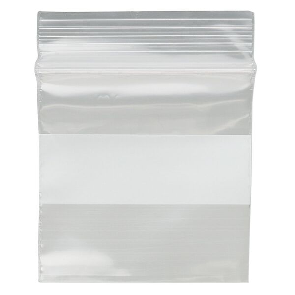 Bag, Tite-Lip™, plastic, clear and white, 1-1/2 inch top zip with block. Sold per pkg of 1,000. image number 1