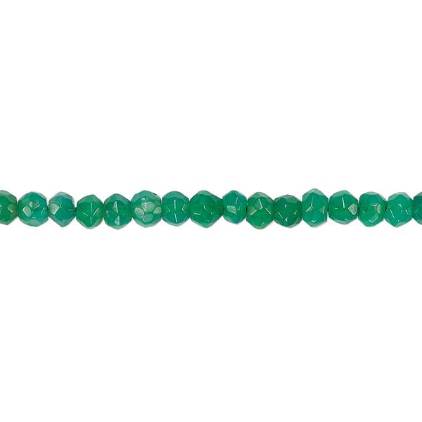 Green onyx 1pkg1, hand-cut faceted rondelle bead 13 inch 3x2mm-4x3mm image number 0
